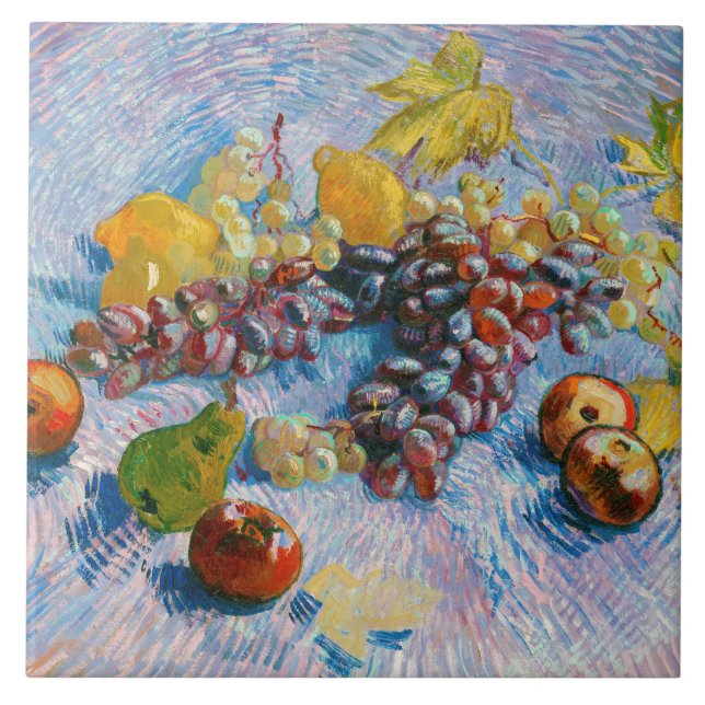 Azulejo Uvas, leones, peras y manzanas, Van Gogh (Frente)
