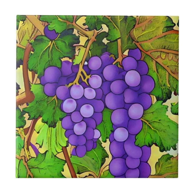 Azulejo Uvas moradas en una uva (Frente)