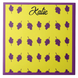 Azulejo Uvas moradas personalizadas amarillas