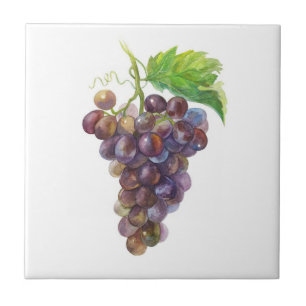 Azulejo Uvas rosadas. Tile de arte acuático