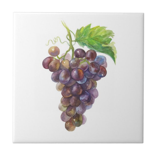 Azulejo Uvas rosadas. Tile de arte acuático (Frente)