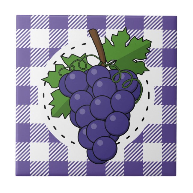 Azulejo Uvas sobre la pasta de violeta blanca (Frente)