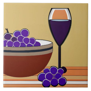 Azulejo Uvas y lomo de invierno en Marrón y Tan