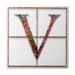 Azulejo V Trajanus Personalizado rojo Monograma Tile