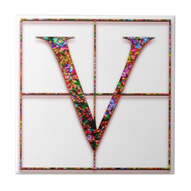 Azulejo V Trajanus Personalizado rojo Monograma Tile (Frente)