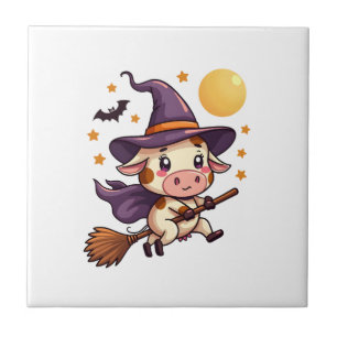 Azulejo Vaca Bruja en un Escobón