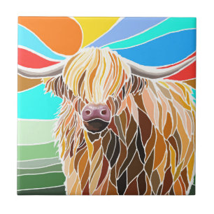 Azulejo Vaca colorida de Highland