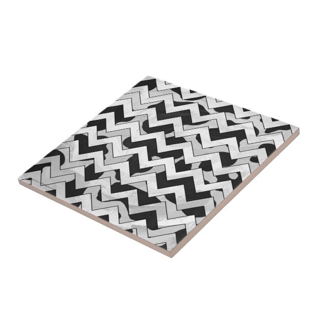 Azulejo Vaca de Chevron en blanco y negro (Lado)