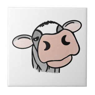 Azulejo vaca de dibujos animados negro blanco rosa beso gr