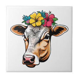 Azulejo Vaca de flores