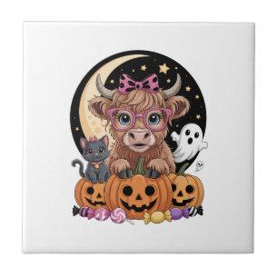 Azulejo Vaca de las Tierras Altas Halloween Temporada Espe
