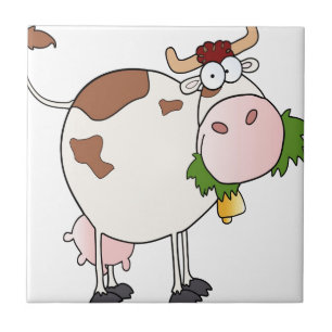 Azulejo Vaca del dibujo animado que come la hierba