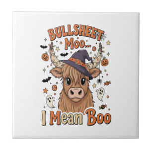 Azulejo Vaca divertida de Halloween Bullsheet Quiero decir
