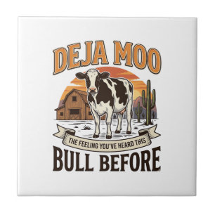 Azulejo Vaca divertida Deja Moo diseño de camisa western v