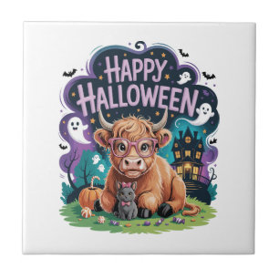 Azulejo Vaca Highland Linda de Halloween (2)
