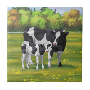 Azulejo Vaca Holstein y ternera en salsa de verano