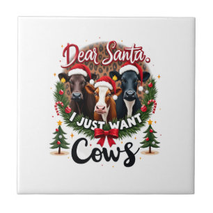 Azulejo Vaca Navidad Querido Santa Solo Quiero Vacas Diver