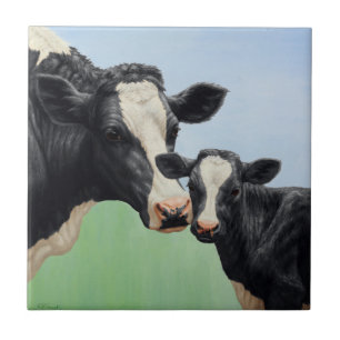 Azulejo Vaca y ternera de Holstein