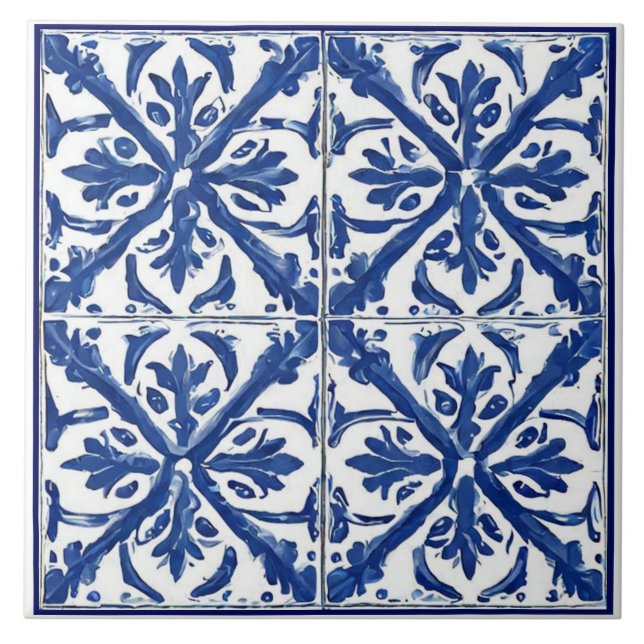 Azulejo Vacaciones mediterráneas pintadas de blanco azul (Frente)