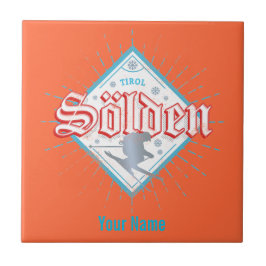 Azulejo Vacaciones para esquiar vintage en esquiador retro