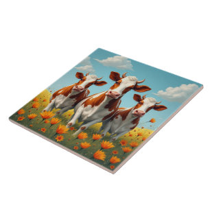 Azulejo Vacas en un campo