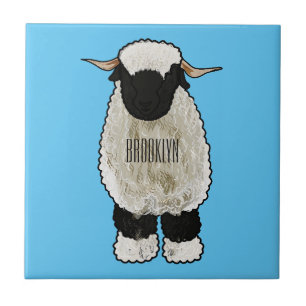 Azulejo Valais Blacknose ilustracion personalizado ovino