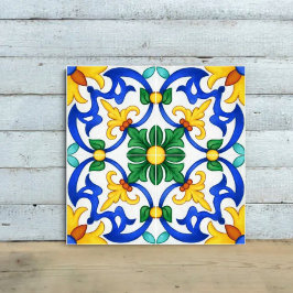 Azulejo Valencia Garden Spanish  Blue Green Mediterranean 