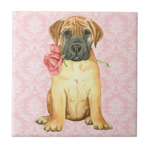 Azulejo Valentine Rosa Bullmastiff Tile