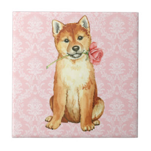 Azulejo Valentine Rosa Shiba Inu
