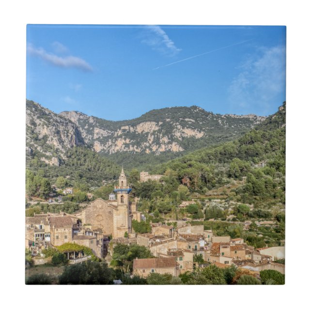 Azulejo Valldemossa pueblo antiguo - Mallorca, España (Frente)