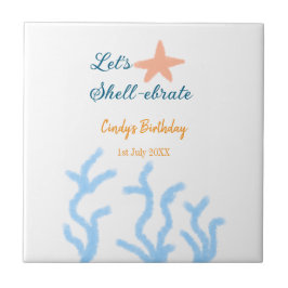 Azulejo Vamos a celebrar bajo el mar azul cumpleaños
