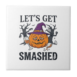 Azulejo Vamos a romper calabaza de Halloween sombrero de b