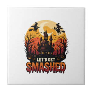 Azulejo Vamos a romper Halloween Castillo Embrujado Brujas