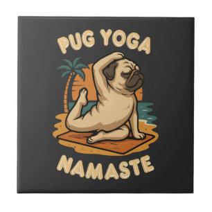 AZULEJO VAMOS A YOGA CON TU PUG - NAMASTE