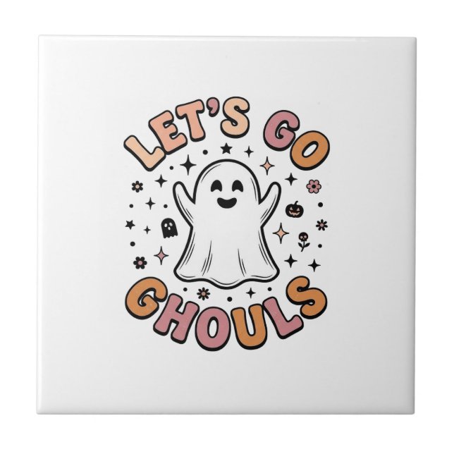 Azulejo Vamos Fantasmas Cute Halloween Ghost  (Frente)