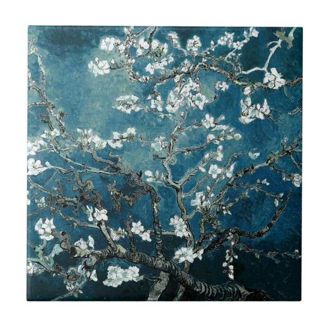 Azulejo Van Gogh Almond Blossoms : Verde azulado oscuro (Frente)