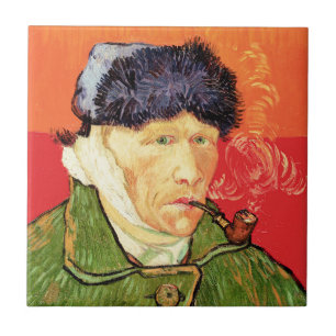Azulejo Van Gogh - Autorretrato con oreja vendada y pipa