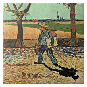 Azulejo Van Gogh: Autorretrato en el camino a Tarascon
