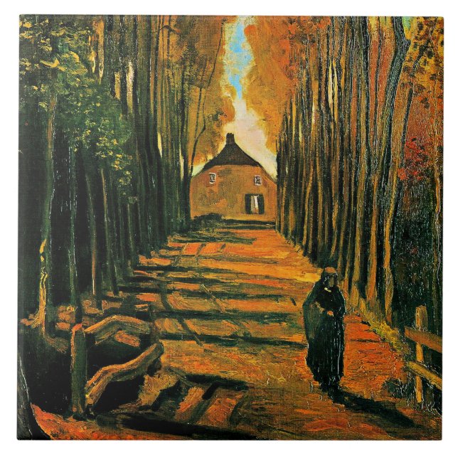 Azulejo Van Gogh, Avenue of Poplars at Sunset, (Frente)