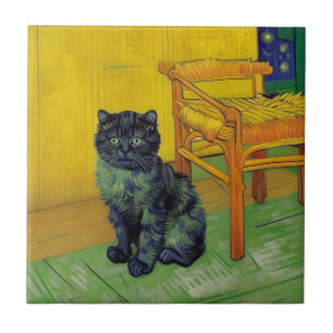Azulejo Van Gogh Black Cat