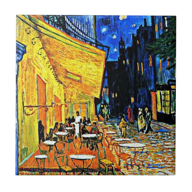 Azulejo Van Gogh - Cafetería con terraza por la noche (Frente)