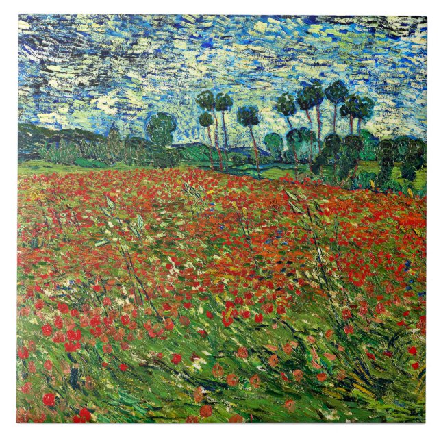 Azulejo Van Gogh - Campo de amapola, pintura famosa, (Frente)