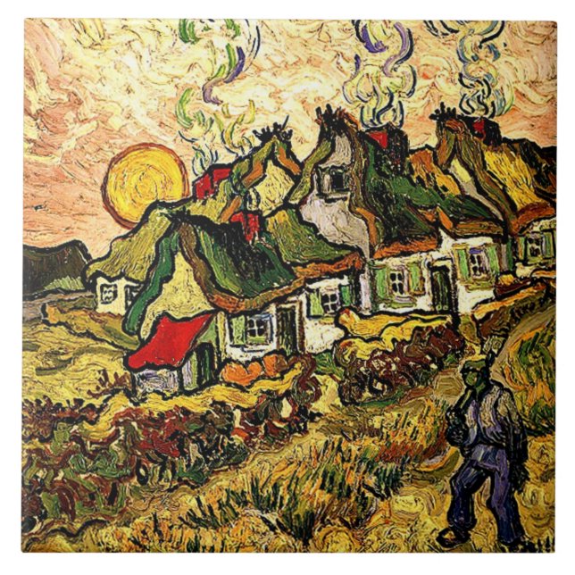 Azulejo Van Gogh: Casas de paja al sol (Frente)