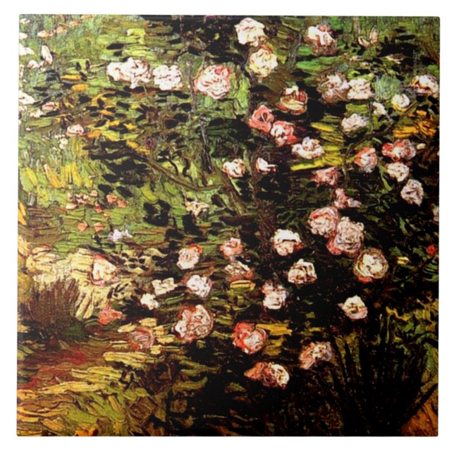 Azulejo Van Gogh - El floreciente Rosa Bush (Frente)