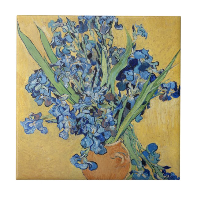 Azulejo Van Gogh Irises Vase Flowers Floral Still Life Art (Frente)