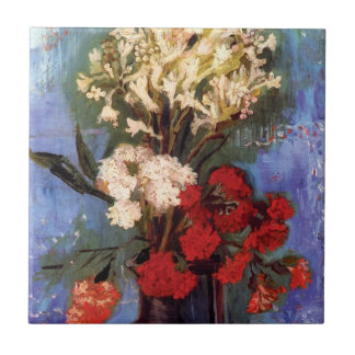 Azulejo Van Gogh - Jarrón con claveles y otras flores