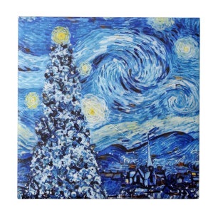Azulejo Van Gogh - La noche estrellada - Navidades blancos