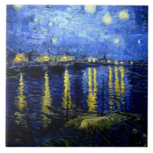 Azulejo Van Gogh - Noche estrellada sobre el Ródano