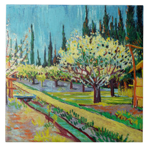 Azulejo Van Gogh - Orchard bordeado por cipreses