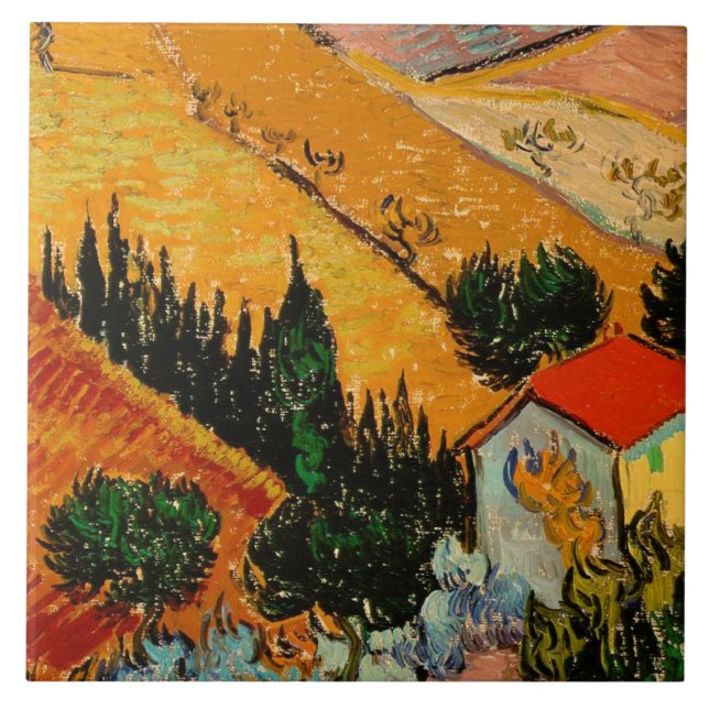 Azulejo Van Gogh - Paisaje con casas y villanos (Frente)